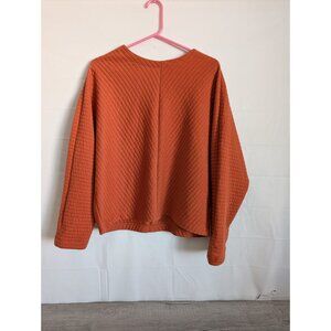 A New Day- Women’s Quilted Sweatshirt Orange Rust Dolman Sleeve Boat Neck Sz M